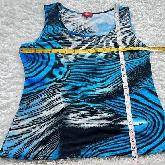 From the Heart scoop neck stretchy tank top blue black white women’s - Picture 2 of 4